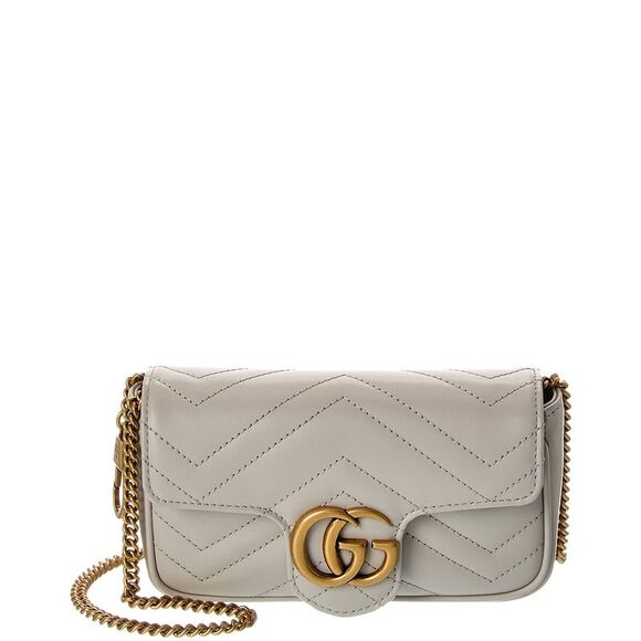 Gucci Gg Marmont Super Mini Matelasse Leather Shoulder Bag, Grey - Picture 1 of 4